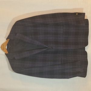 Banana Republic Slim Fit 46L Navy Plaid Wool Blazer